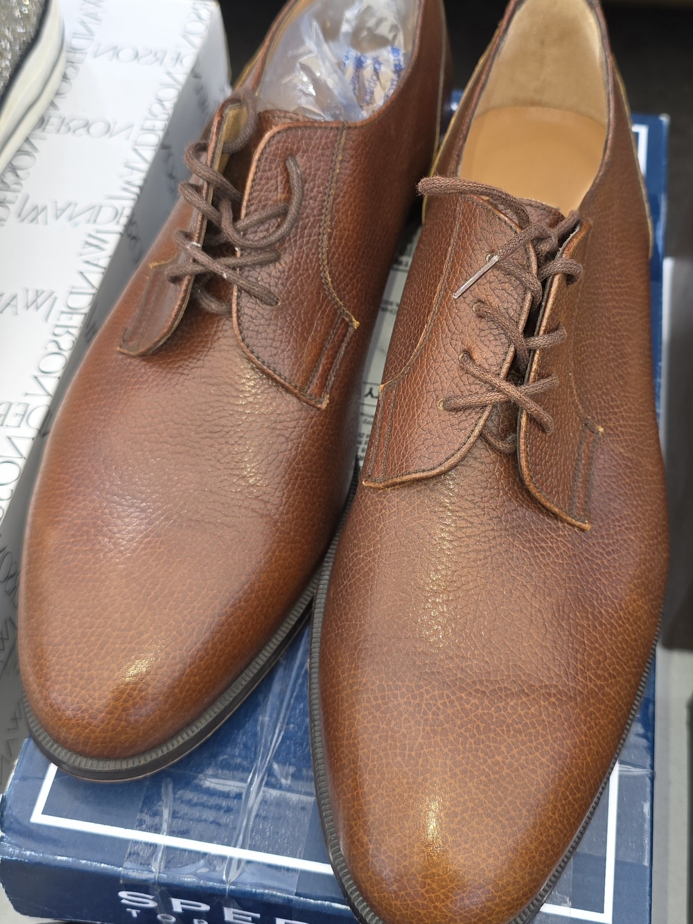 Bally Brown Pebbled Leather Derby Shoes